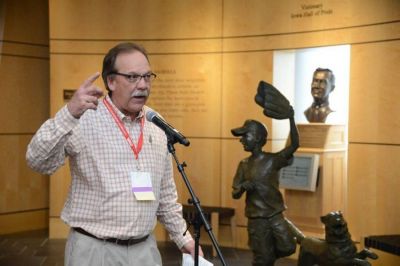 John Goossen, pictured above at an Iowa Newspaper Association convention in 2017, had been general manager of Times Citizen Communications in Iowa Falls since 2010. He died of a sudden illness Sept. 29, 2021, at the age of 67. (Photo Courtesy Iowa Newspaper Association)