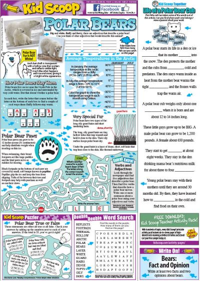 Recent Kid Scoop pages in The Digest have featured Polar Bears and “Kindness is Healthy.”