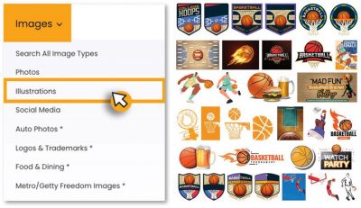 To access to your core image categories, hover over the Images tab along the top of your Metro site.